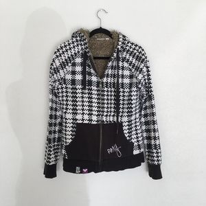 Roxy Black and White Pattern Hooded Winter Jacket